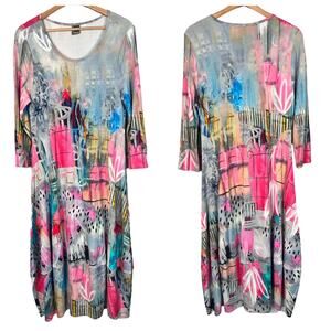 SIMPLY ART DOLCEZZA Women's S The Best Things In Life Abstract Art Midi‎ Dress